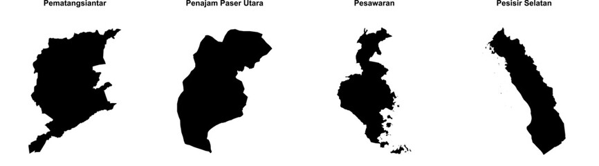 Pematangsiantar, Penajam Paser Utara, Pesawaran, Pesisir Selatan outline maps