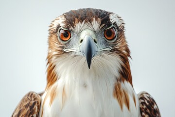 Fototapeta premium Majestic Close-Up Portrait of a Hawk with Striking Eyes Against a Soft Background