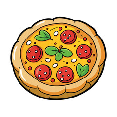 Cartoon Pizza Slice with Melted Cheese, Perfect for Food Themed Designs