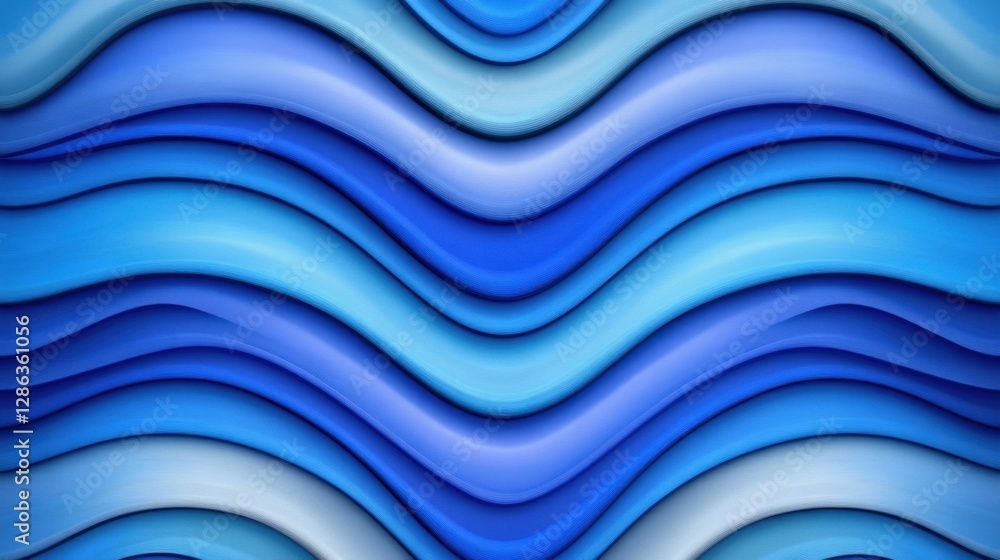 Poster abstract background with wavy lines in shades of blue. the pattern is seamless and creates a calming