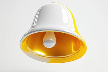 Fototapeta premium A shiny white and yellow bell with a light bulb inside