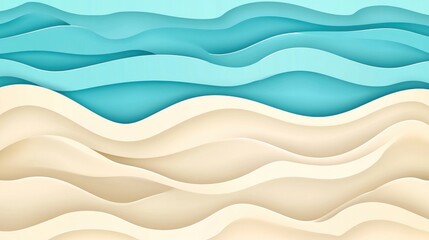 Abstract layered waves in soothing colors representing ocean and sand, ideal for backgrounds