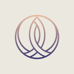 Intertwined lines alchemy symbol. Sacred geometry circle logo. Modern, geometric style icon isolated on light fund. Circular minimal deco design lines symbolizing evolution and mindfulness.
