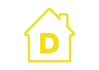 Outline house with Yellow D Classification Home Energy Efficiency Scale Sustainability Economy