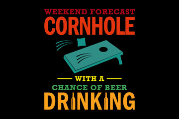 Weekend forecast cornhole with a chance of beer drinking - file contains a high-quality digital vector artwork, created with precision and detail, fully editable in Adobe Illustrator.