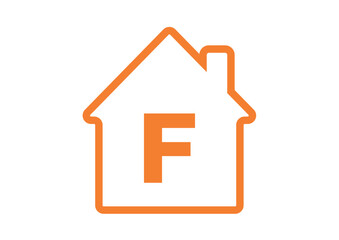 Outline house with Orange F Classification Home Energy Efficiency Scale Sustainability Economy