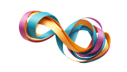 Abstract colorful ribbon swirling and twisting png 