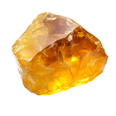 Smooth Citrine Chunk with Golden Yellow Hue Isolated on Transparent Background