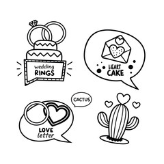  Valentine's day doodle set wedding ring