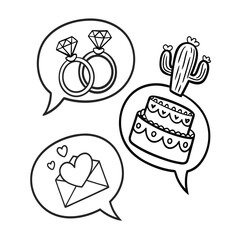  Valentine's day doodle set wedding ring