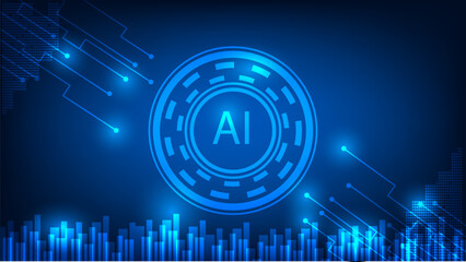 Abstract digital high tech AI design for banner background Vector illustration