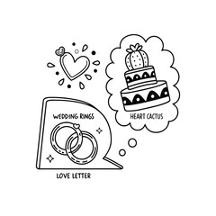  Valentine's day doodle set wedding ring