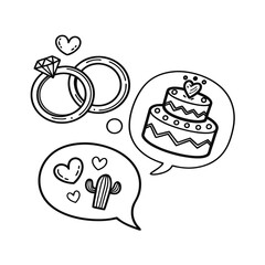  Valentine's day doodle set wedding ring