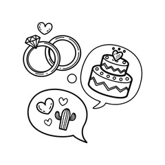  Valentine's day doodle set wedding ring