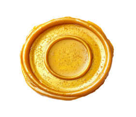 Gold wax seal isolated on transparent background