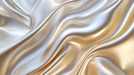 Obraz premium silk metallic gradient, shimmering transitions of gold and silver, glossy finish,