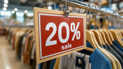20 Percent Off Sale Sign In Clothing Store
