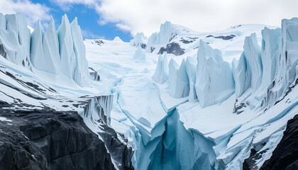 Stunning Aerial View of Patagonian Glacier Ice Formations