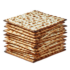Stack of Matzah, Traditional Passover Bread isolated on transparent background