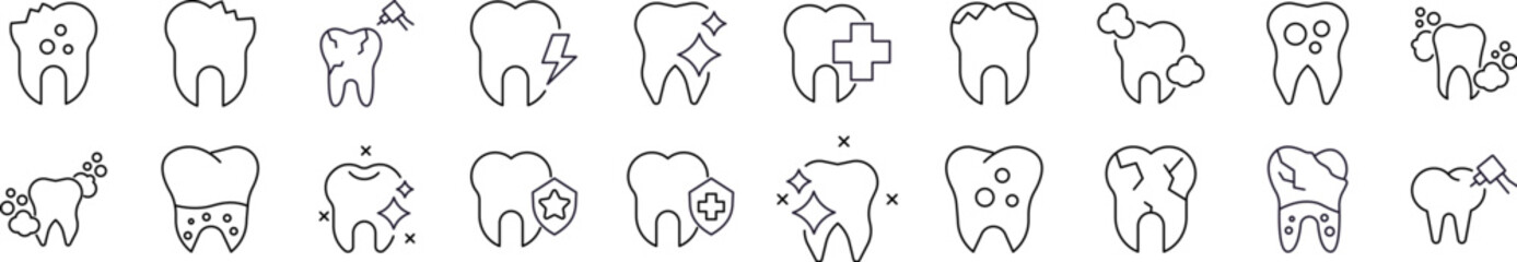 Teeth Modern Outline Style Icons for Design, Cards, Apps, Social Networks