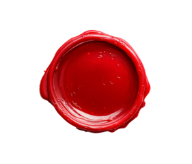 Red wax seal isolated on transparent background