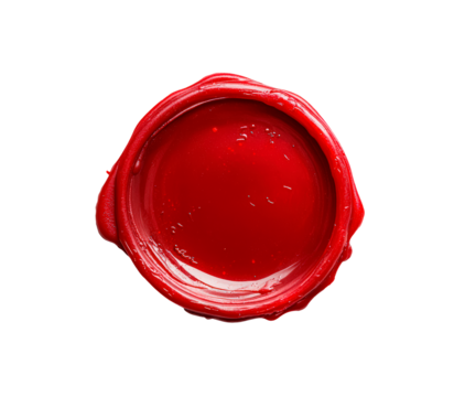 Red wax seal isolated on transparent background