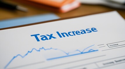 A close up of a document stating tax increase