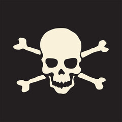 pirate flag with skull and crossbones on a black background. Classic symbol of piracy, danger, and warning. Vector illustration