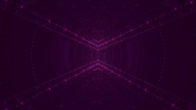leuchtende Lichtpunkte bewegen sich langsam Richtung Zentrum, digitaler Datentransfer, Algorithmus, Internet, Energie, Datenfluss, Geschwindigkeit, Wandel, Austausch, magenta, pink