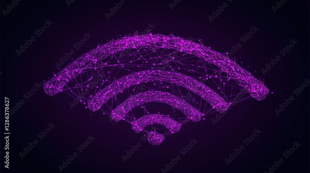 Aufkleber purple wifi signal network abstract background