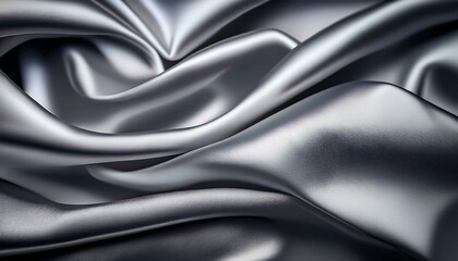 abstract flowing silk fabric texture beautiful draped shimmering satin background in silver gray