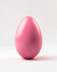 Bright pink egg placed on a smooth white surface displaying a vibrant color against a minimalist backdrop