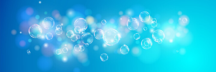 Shiny soap bubbles. Abstract, natural fresh summer soap background.Vector illustration.EPS 10.