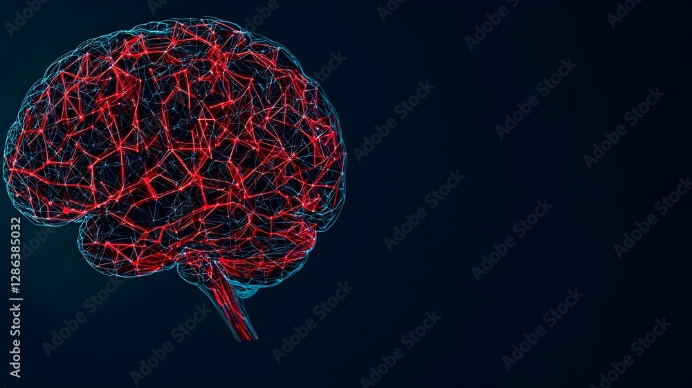 Aufkleber abstract digital brain neural network connection, artificial intelligence concept