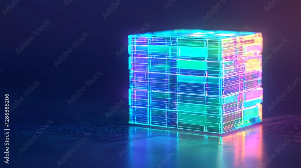 Poster abstract futuristic technology cube - data science, artificial intelligence concept