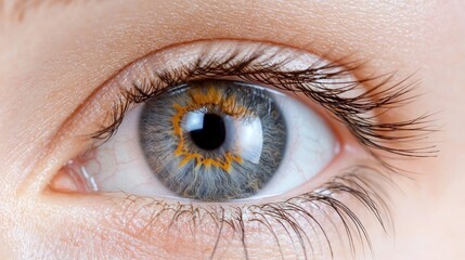 Close-up of a blue eye, detailed iris, skin texture visible, medical or beauty use