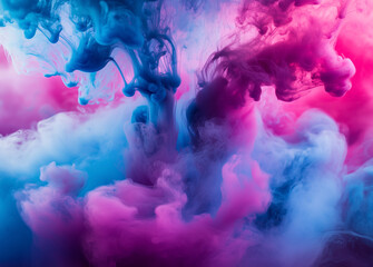 Fototapeta premium Abstract Swirling Neon Pink and Blue Ink in Water Vibrant Color Explosion Artistic Fluid Design