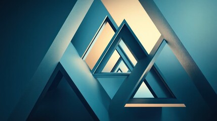 Abstract teal and beige triangle pattern, geometric background.