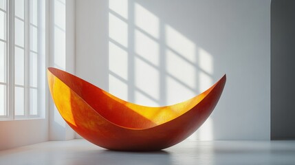 Vibrant modern art piece enhances minimalist interior design with natural light