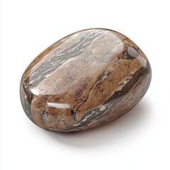 Obraz premium Smooth river stone isolated on white background