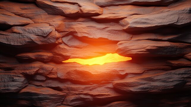 Canyon National Park Landscape desert concept. A glowing crack in rugged rocks creates a stunning visual of light and texture, highlighting nature's beauty and geological formations. - Powered by Adobe