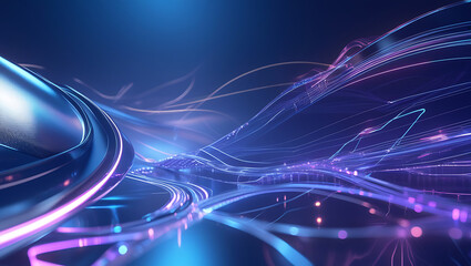 A futuristic, high-tech motion background with sleek, metallic surfaces, neon-lit circuits, and holographic accents that shimmer and undulate in a mesmerizing rhythm, created by generative ai