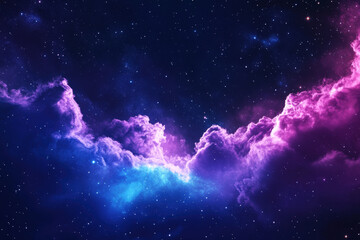 Fototapeta premium Celestial Nebula: A mesmerizing cosmic tapestry of vibrant nebulae and stars, painted with shades of indigo, violet, and deep space, evokes wonder and the infinite expanse of the cosmos.