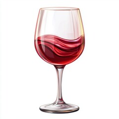 Wine glass filled with red wine swirled inside isolated on white background