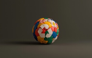 Sustainable Action Colorful Recycled Ball Studio Photography Minimalist Close-up Eco-friendly Concept