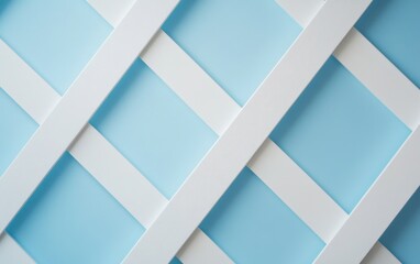 Fototapeta premium White lattice wall, light blue background