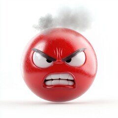 N angry red-faced emoji with puffed cheeks and steam coming out of nostrils isolated on white background