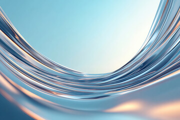 Obraz premium Abstract Wave: A captivating abstract image showcasing a fluid, wave-like form rendered in shimmering metallic tones, suggesting motion and energy, with soft gradient background.