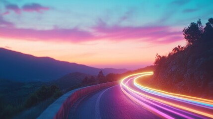 Winding Road Sunset Mountain View