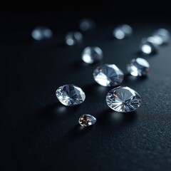 Brilliant diamonds on a black canvas, with subtle texture for added depth and interest, luxury, modern, depth